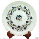 10" Marble Serving Plate Real Lapis Stone Mosaic Inlay Marquetry Art Table Decor 10" Marble Serving Plate Real Lapis Stone Mosaic Inlay Marquetry Art Table Decor