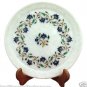 10" Marble Serving Plate Real Lapis Stone Mosaic Inlay Marquetry Art Table Decor