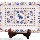 10"x7" Marble Serving Tray Plate Lapis Lazuli Floral Mosaic Inlay Art Decor Gift 10"x7" Marble Serving Tray Plate Lapis Lazuli Floral Mosaic Inlay Art Decor Gift