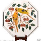 21" Marble Coffee center Table Top Hakik Inlay Malachite Birds Marquetry Mosaic