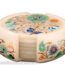 Marble Coaster Set Handmade Malachite Flower Inlay Marquetry Home Decor Gifts Marble Coaster Set Handmade Malachite Flower Inlay Marquetry Home Decor Gifts