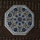 13" White Old Marble Top Table Handmade Lapis Lazuli Garden Side Table Top Gifts