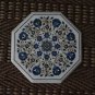 13" White Old Marble Top Table Handmade Lapis Lazuli Garden Side Table Top Gifts