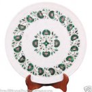 12" White Marble Serving Dish Plate Rare Malachite Inlaid Marquetry Table Decor 12" White Marble Serving Dish Plate Rare Malachite Inlaid Marquetry Table Decor