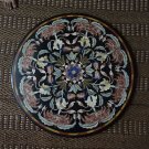 34" Mosaic Real Gems Black Marble Big Coffee Table top Inlaid Rare Home Decor