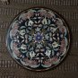 34" Mosaic Real Gems Black Marble Big Coffee Table top Inlaid Rare Home Decor