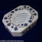 4"x3"x1.25" Marble Jewelry Box Lapsi Lazuli Handmade Pietra Dura Inlay Decor Art