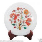 7" Marble Serving Tray Plate Hakik Stone Mosaic Inlay Pietradura Kitichen Gifts 7" Marble Serving Tray Plate Hakik Stone Mosaic Inlay Pietradura Kitichen Gifts