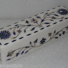 8"x8"x2" Marble Pencil Box Pen Box Trinket Handmade Lapis Lazuli Pietra Dura Art