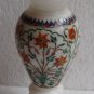 12" White Marble Vase Pietra Dura Handmade Lapis Lazuli Flower Collectible Decor