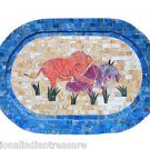 11"x17" Decorative Marble Tray Hunting Oval Mosaic Marquetry Home Decor Gifts