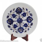 Indian White Marble Serving Tray Plate Kishti Lapis Pietradure Floral Art Gifts