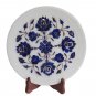 Indian White Marble Serving Tray Plate Kishti Lapis Pietradure Floral Art Gifts