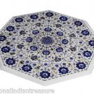 30" Marble Coffee Table Top Pietra Dura Lapis Paua Shell Semi Precious Handmade