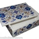 6"x4"x2" Marble Jewelry Box Handmade Lapis Lazuli Pietra Dura Home Decor Arts