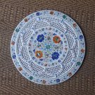 18" Rare White Marble Plate Hakik Lapis Inlaid Mosaic Paua Shell Fine Work Grill