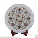 12" Decorative Marble Plate Pietra Dura Marquerty Paua Shell Home Decor Gifts