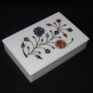 Marble Jewelry Box Lapis Hakik Handmade Mosaic Floral Inlaid Gifts Decor Arts