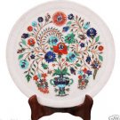 10" Marble Serving Round Dish Plate Rare Mosaic Inlay Marquetry Art Decor Gifts 10" Marble Serving Round Dish Plate Rare Mosaic Inlay Marquetry Art Decor Gifts