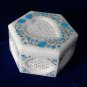 5"x5"x3" Hexagon White Marble Jewelry Box Handmade Turquoise HEART Shaped Gifts
