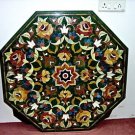 36" Green Marble Table Top Inlaid Handmade Pietra Dura Dining Table Home Decor