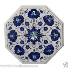 12" White Marble Coffee Table Top Lapis Lazuli Semi Precious Italian Home Decor