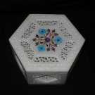 Marble marquetry Malachite Jewelry Box Fine Trinket Pietra Dura Inlay Decor Art