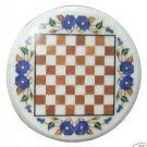 12" White Marble Round Table Top Handmade Pietra Dura Chess Play Home Decor