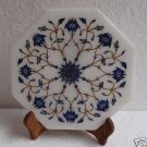 8" White Marble Plate Serving Tray Lapis Lazuli Handmade Pietra Dura Home Decor 8" White Marble Plate Serving Tray Lapis Lazuli Handmade Pietra Dura Home Decor