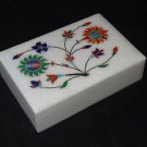 Marble Pietra Dura Jewelry Box Malachite Hakik Floral Design Art Inlaid Decor