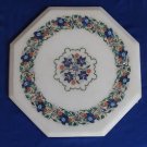 12" Marble Table Top Floral  Lapis Lazuli Handmade Pietra Dura Mosaic Home Deocr