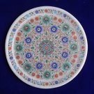 9" Marble Rare Very Fine Work Plate Decorative Pietra Dura Micro Inlay Mosaic