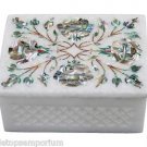 3"x4" White Marble Jewelry Box Paua Shell Marquetry Inlaid Handmade Decor Arts