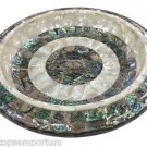 White Marble Fruit Bowl Real Abalone Shell Gems Inlay Marquetry Table Decor Gift