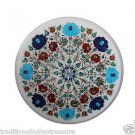 18" Marble Coffee Lapis Lazuli Side Table Top Marquetry Turquoise Home Decor Art