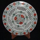 10" Marble Plate Handmade Inlaid Malachite Pietra Dura Home Decor Gifts