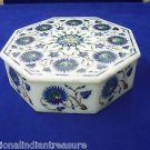 6"x6"x2" Decorative Octagon White Marble Jewelry Box Handmade Lapis Lazuli Gifts 6"x6"x2" Decorative Octagon White Marble Jewelry Box Handmade Lapis Lazuli Gifts