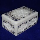 Marble Jewelry Box Trinket Lapis Lazuli Pietra Dura Floral Design Decor Gifts