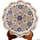 12" Marble Serving Dish Plate Lapis Marquetry Inlay Work Home Kitchen Décor Art 12" Marble Serving Dish Plate Lapis Marquetry Inlay Work Home Kitchen Décor Art