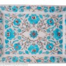 9"x12" Marble Serving Tray Plate Turquoise Floral Inlay Marquetry Kitichen Gifts 9"x12" Marble Serving Tray Plate Turquoise Floral Inlay Marquetry Kitichen Gifts