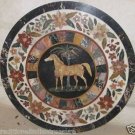 42" Stunning Black Round Outdoor Marble Dining Table Top Pietra Dura Horse Art 42" Stunning Black Round Outdoor Marble Dining Table Top Pietra Dura Horse Art