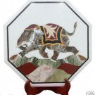 18" White Marble Coffee Corner Table Top Handicraft Pietradure Elephant Art Deco 18" White Marble Coffee Corner Table Top Handicraft Pietradure Elephant Art Deco