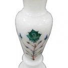White Marble Flower Vase Jar Real Gems Inlay Mosaic Floral Arts Table Deco Gifts White Marble Flower Vase Jar Real Gems Inlay Mosaic Floral Arts Table Deco Gifts