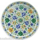 12" Marble Plate Pietra Dura Real Inlay Flower Marquetry Inlaid Mosaic Decor Art 12" Marble Plate Pietra Dura Real Inlay Flower Marquetry Inlaid Mosaic Decor Art
