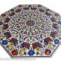 30" White Marble Dining Coffee Table Top Inlaid Birds Butterfly Design Real Gems