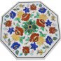 Size 23"x23" Marble Side Coffee Table Top Semi Precious Gems Inlay Patio Decor