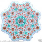 20" White Marble Carnelian Coffee enter Table Top Pietradure Floral Inlay Work 20" White Marble Carnelian Coffee enter Table Top Pietradure Floral Inlay Work