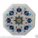 12" Marble Coffee Table Top Inlaid Lapis Lazuli Pietra Dura Semi Precious Art