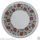 13" White Marble Table Top Handmade Pietra Dura Side Corner Table Top Decor New