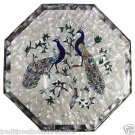 Size 18"x18" Marble Center Coffee Table Top Peacock Inlay Mosaic Pietradure Art